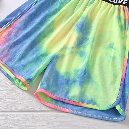 Freebily Conjuntos de Top y Pantalones Cortos para Niñas Ropa de Verano Casual Deporte Danza Chicas Conjuntos Teñidos Dos Piezas Ropa Conjuntos Deportivos Tie Dye 13-14 años