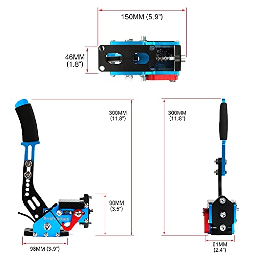 Freno de Mano USB de PC con Base Fija y Accesorios para Logitech G27 / 29 / T300 FANATEC, Profesional, Adaptable y Ajustable (Azul)