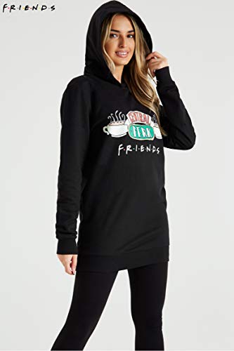 Friends Sudaderas Mujer, Sudaderas Anchas con Capucha, Vestido Sudadera Mujer, Regalos para Mujer y Adolescente Talla S-XL (Negro, S)