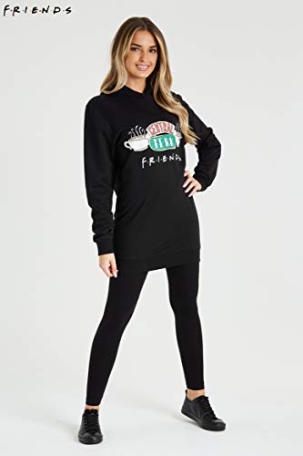 Friends Sudaderas Mujer, Sudaderas Anchas con Capucha, Vestido Sudadera Mujer, Regalos para Mujer y Adolescente Talla S-XL (Negro, S)