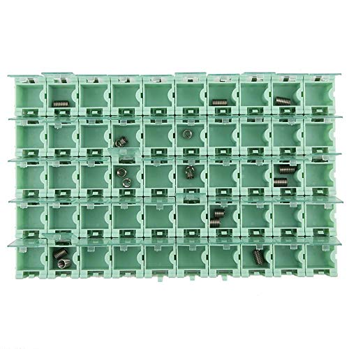 Ftvogue 50Pcs Green Electronic Components Parts Mini Estuche Smt Smd Container Box Con Tapas Transparentes
