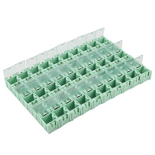 Ftvogue 50Pcs Green Electronic Components Parts Mini Estuche Smt Smd Container Box Con Tapas Transparentes