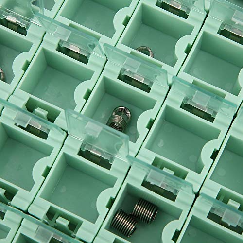 Ftvogue 50Pcs Green Electronic Components Parts Mini Estuche Smt Smd Container Box Con Tapas Transparentes