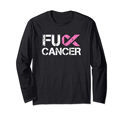 Fuck Cancer, Breast Cancer Support Ribbon Manga Larga
