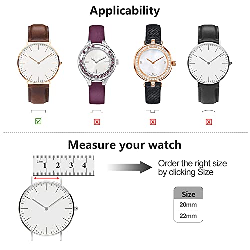 Fullmosa Correa de Reloj 22/20 mm, Correa de Cuero de Liberación Rápida, Correa de Repuesto para Hombres/Mujeres, Correa de Reloj para Samsung Galaxy Watch/Huawei Smart Watch/Fossil Watch