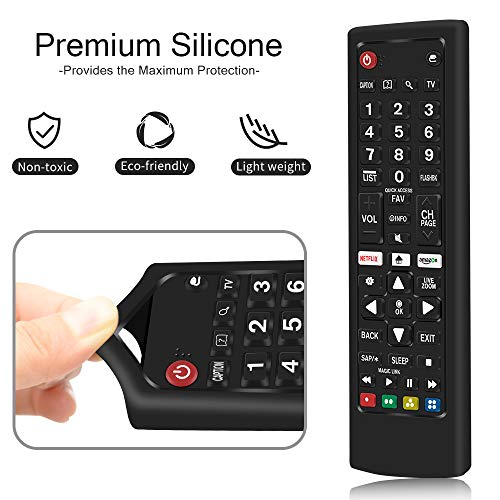 Funda de Silicona Compatible con Mando a Distancia LG AKB75095308 AKB74915324 AKB75095307 AKB73715601 Control Remote [Antideslizante] Protectora Carcasas Funda Mando TV LG – Negro