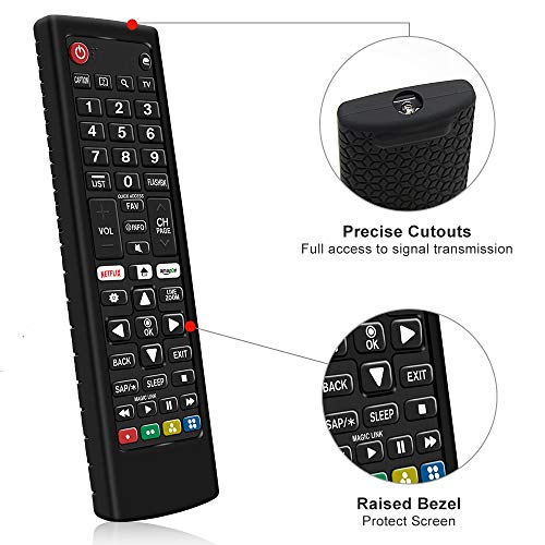 Funda de Silicona Compatible con Mando a Distancia LG AKB75095308 AKB74915324 AKB75095307 AKB73715601 Control Remote [Antideslizante] Protectora Carcasas Funda Mando TV LG – Negro