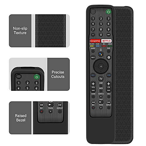 Funda de Silicona para Mando a Distancia Sony RMF-TX600E RMF-TX500E RMF-TX621E RMF-TX520E, Funda Protectora para Mando TV Sony (Negro)