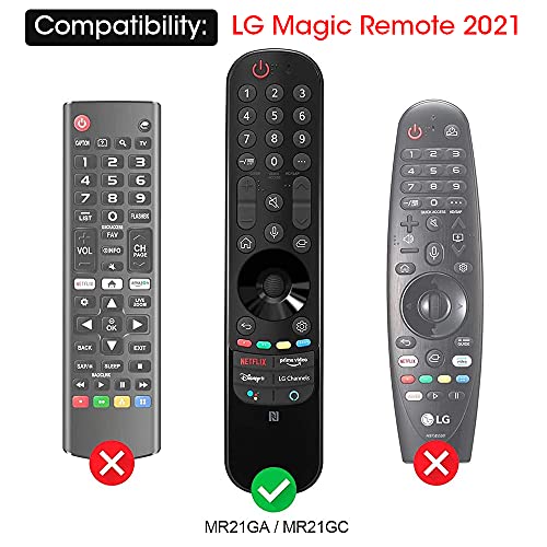 Funda de Silicona para Mando LG Magic MR21GA MR21GC Antideslizante Funda Protector Compatible con Mando TV LG Magic Control 2021 (Negro)