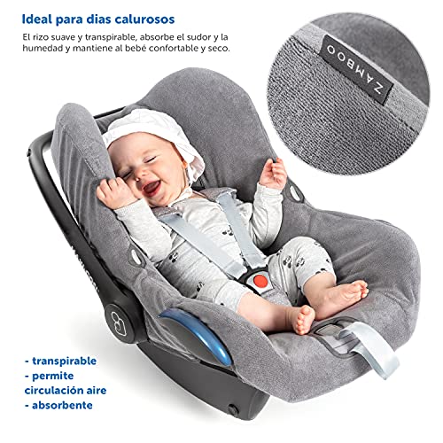 Funda de Verano Zamboo para Maxicosi Cabriofix - Funda Silla Coche - Funda Grupo 0 hecho para Maxi cosi, tejido de malla 3D transpirable, reduce la sudoración y protege la silla - Gris