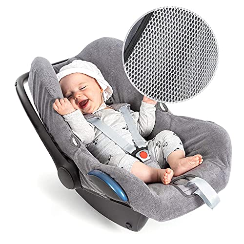 Funda de Verano Zamboo para Maxicosi Cabriofix - Funda Silla Coche - Funda Grupo 0 hecho para Maxi cosi, tejido de malla 3D transpirable, reduce la sudoración y protege la silla - Gris