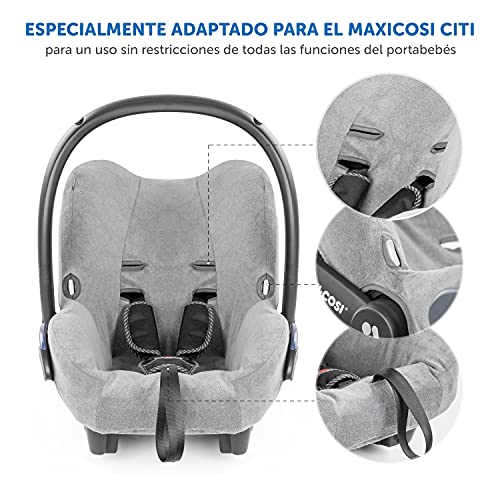 Funda de Verano Zamboo para Maxicosi - Funda Silla Coche bebe - Funda Grupo 0 hecho para Maxi cosi Citi / Citi SPS, transpirable y lavable a máquina - Gris