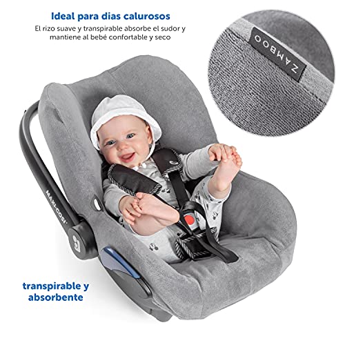 Funda de Verano Zamboo para Maxicosi - Funda Silla Coche bebe - Funda Grupo 0 hecho para Maxi cosi Citi / Citi SPS, transpirable y lavable a máquina - Gris