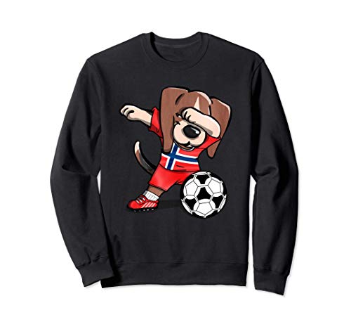 Funny Dabbing Beagle Dog Noruega Fútbol - Bandera noruega Sudadera