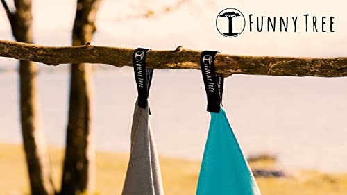 Funny Tree® Toallas de Microfibra (Turquesa) 50x100cm Bolsa de Malla Plana| de Secado rápido Que Ahorra Espacio y es Ultraligera| Toalla de Viaje Toalla Deportiva Toalla de Yoga Fitness Playa