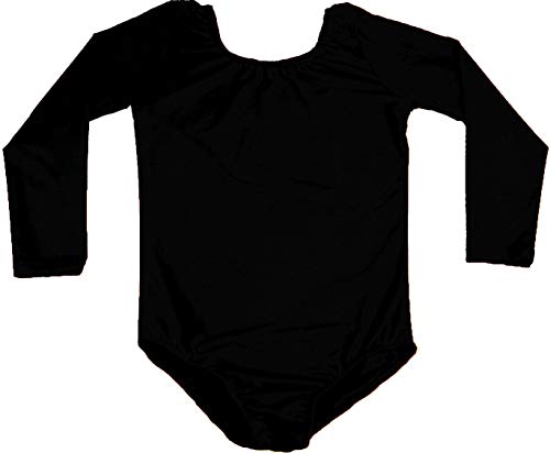 furein Maillot de Danza Ballet Gimnasia Leotardo Body Clásico Elástico para Niña de Manga Larga Cuello Redondo (8 años, Negro)