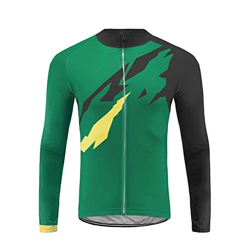 Future Sports Jersey de Ciclismo de Visibilidad Extrema, de Manga Larga, Ajuste Slim Fit, Camiseta de MTB Winter Fleece Ropa Hombre Top