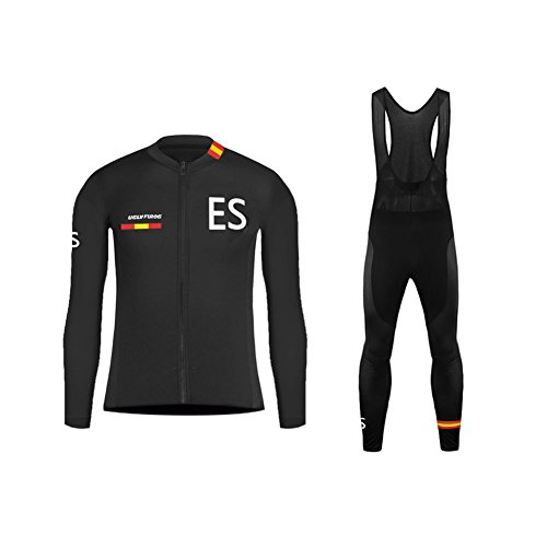 Future Sports MTB Invierno Termo Maillot de Ciclismo Hombre Mangas Largas Ropa para Bicicleta 20D Cojín Conjunto Bici de Montaña Chaqueta+Bib Pantalones Culote de Ciclista Largo