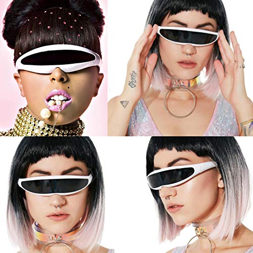 Futurista Cíclope gafas de sol Para cosplay Estrechar cíclope Adulto Gafas de partido Wrap espejo