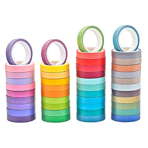FYSL 40 Rollos Washi Tape Set Arco Iris Rollos de Papel Cinta Adhesiva Washi para DIY Crafts Scrapbooking