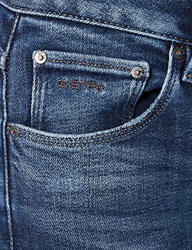 G-STAR RAW 3301 Mid Waist Skinny Ankle Jeans, Azul (mar báltico desteñido y Rasgado C051-C668), 27W / 30L para Mujer
