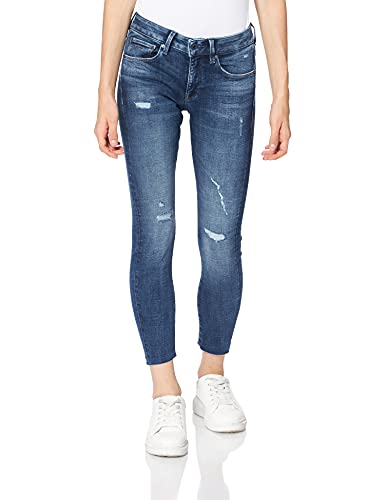 G-STAR RAW 3301 Mid Waist Skinny Ankle Jeans, Azul (mar báltico desteñido y Rasgado C051-C668), 27W / 30L para Mujer