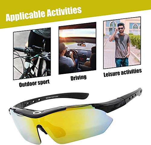 Gafas De Ciclismo,Gafas Deportivas,Gafas De Sol,Con ProteccióN Uv400, Gafas De Sol Polarizadas Con 5 Lentes Intercambiables,Para Actividades Al Aire Libre Como Ciclismo, Correr, Escalada