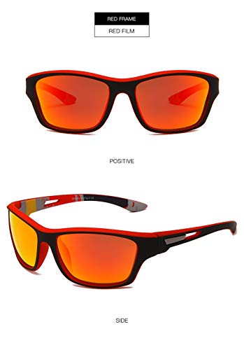 Gafas de sol Polarizadas,Hombres Mujeres Deportes al aire libre Gafas de sol Protección UV400, Pesca, Ski, Conducción, Golf (Red Frame Red)