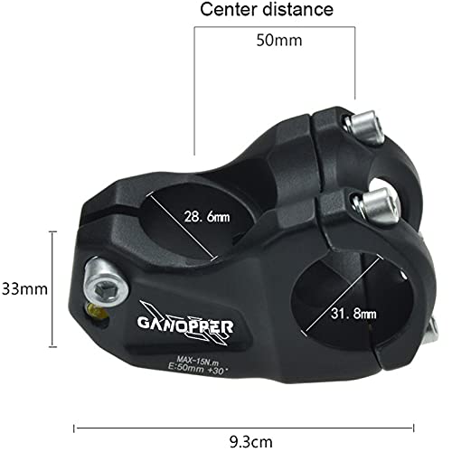 GANOPPER MTB BMX Tallo de Bicicleta de montaña Cuesta Abajo DH FR XC 31.8 * 50mm Barra Corta Tallo 30 Grados Am MTB Manillar Parte Vertical de la Bicicleta