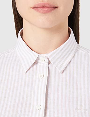 GANT Camiseta de Rayas Chambray Linen Blusas, Dry Sand, 48 para Mujer