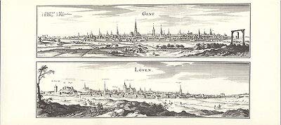 Gante y Löven Flandes Bélgica Belfort Rathaus León punto de cobre Merian O 0734