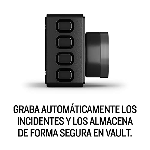 Garmin Dash CAM 57 – Cámara Delantera para Coche con Pantalla de 2”, 1440 píxeles y 140 Grados, Detector de incidentes y Modo vehículo aparcado, 3.7 MP