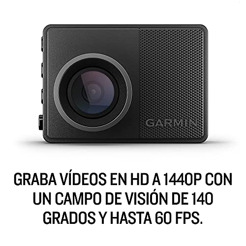 Garmin Dash CAM 57 – Cámara Delantera para Coche con Pantalla de 2”, 1440 píxeles y 140 Grados, Detector de incidentes y Modo vehículo aparcado, 3.7 MP