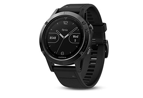 Garmin Fenix 5- Reloj Multideporte, con GPS y medidor de frecuencia Cardiaca, Lente de Cristal y Bisel de Acero Inoxidable, 47 mm, Cinta Negra (Reacondicionado)