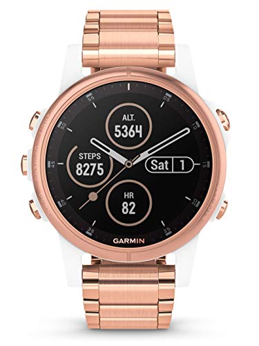 Garmin fēnix 5S Plus Zafiro, Blanco con Correa metálica de Tono Oro Rosa