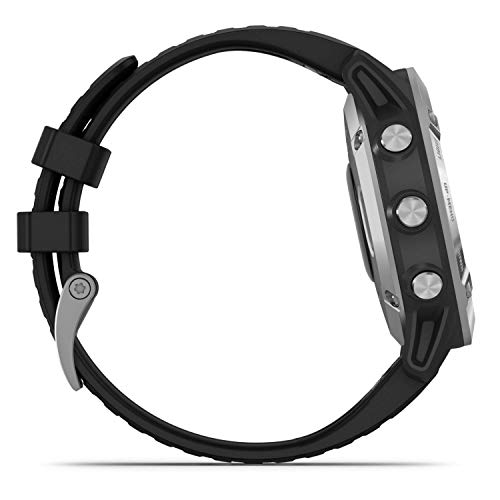 Garmin fēnix 6 - Reloj GPS multideporte definitivo con sensores, VO2 Max, frecuencia cardíaca, carga de entrenamiento, Plateado con correa negra