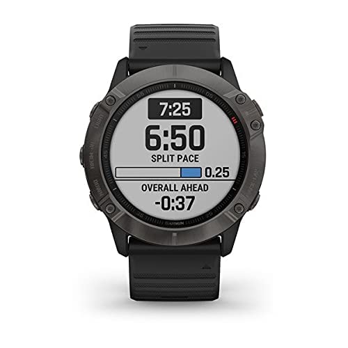 Garmin Fenix 6X - Reloj DLC gris zafiro con banda negra (renovado)