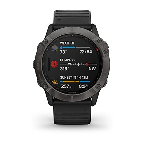 Garmin Fenix 6X - Reloj DLC gris zafiro con banda negra (renovado)