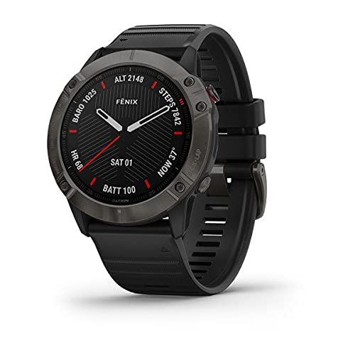 Garmin Fenix 6X - Reloj DLC gris zafiro con banda negra (renovado)