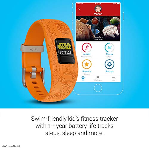 Garmin Vivofit Junior 2- Lado Luminoso Pulsera de Actividad para Niños, Ajustable, Color Naranja,Talla Única