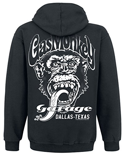 Gas Monkey Garage Dallas Texas Hombre Capucha con Cremallera Negro M