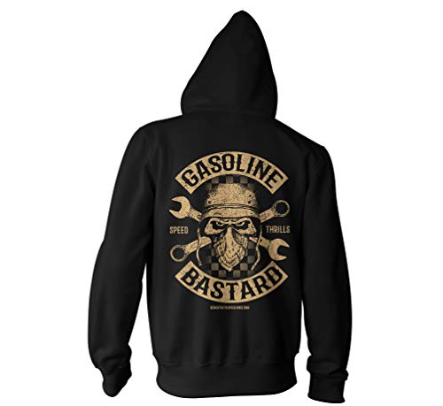 Gasoline Bastard Biker Sudadera con Cremallera para Hombre, Sudadera con Capucha, Chaqueta, Sudadera por Rock-IT Apparel, Chaqueta Biker 4XL Negro