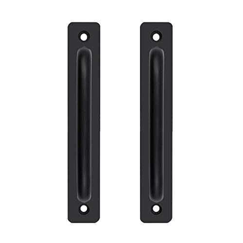 Gativs 2 Piezas Tiradores Puertas Tirador de Puerta de Granero Manijas para Puertas Correderas Maneta Puerta en Negro con Tornillos para Garaje Granero Jardín Portones