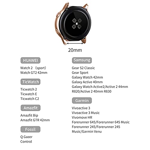 GBPOOT 20mm Metal Correa Compatible con Samsung Galaxy Watch Active/Active 2(40/44mm)/Watch 3 41mm/Watch 42mm/Gear S2 Classic/Garmin Vivoactive 3,Correa de Malla de Acero Inoxidable(20mm Negro)