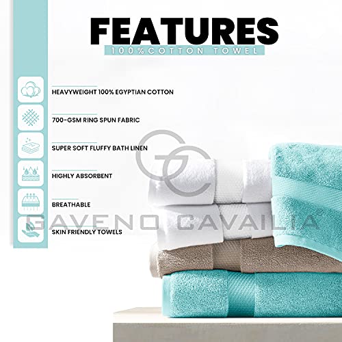 GC GAVENO CAVAILIA Juego de Toallas de baño Resistentes a la decoloración, 700 g/m², Toalla de baño Extra Absorbente, 100% algodón, Turquesa, Toalla de Mano 4 Unidades