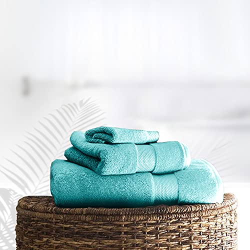 GC GAVENO CAVAILIA Juego de Toallas de baño Resistentes a la decoloración, 700 g/m², Toalla de baño Extra Absorbente, 100% algodón, Turquesa, Toalla de Mano 4 Unidades