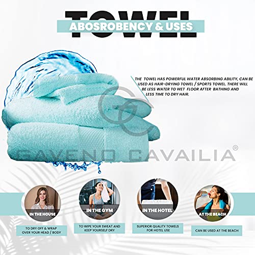 GC GAVENO CAVAILIA Juego de Toallas de baño Resistentes a la decoloración, 700 g/m², Toalla de baño Extra Absorbente, 100% algodón, Turquesa, Toalla de Mano 4 Unidades