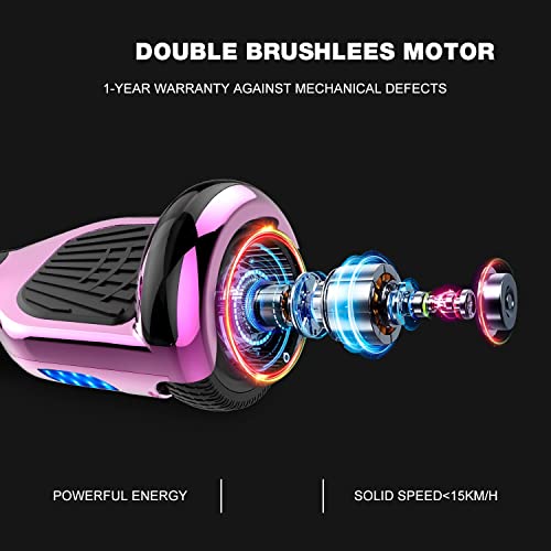 GeekMe Hoverboards Scooter eléctrico de 6.5" Dual Motors 2 Ruedas de Equilibrio automático Scooter Board con Luces LED Bluetooth Modelo