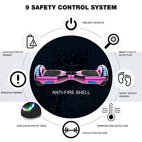 GeekMe Hoverboards Scooter eléctrico de 6.5" Dual Motors 2 Ruedas de Equilibrio automático Scooter Board con Luces LED Bluetooth Modelo