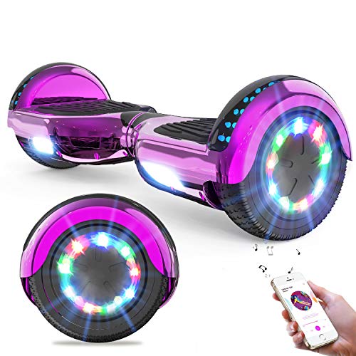 GeekMe Hoverboards Scooter eléctrico de 6.5" Dual Motors 2 Ruedas de Equilibrio automático Scooter Board con Luces LED Bluetooth Modelo